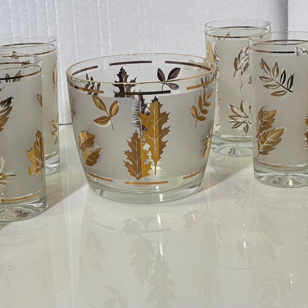 Vintage Gold Leaf Drinkware Set